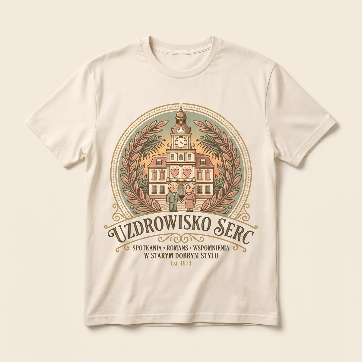 Kremowa koszulka z emblematem sanatorium Uzdrowisko Serc