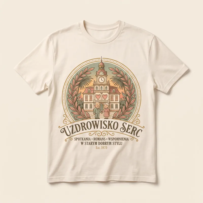 Kremowa koszulka z emblematem sanatorium Uzdrowisko Serc